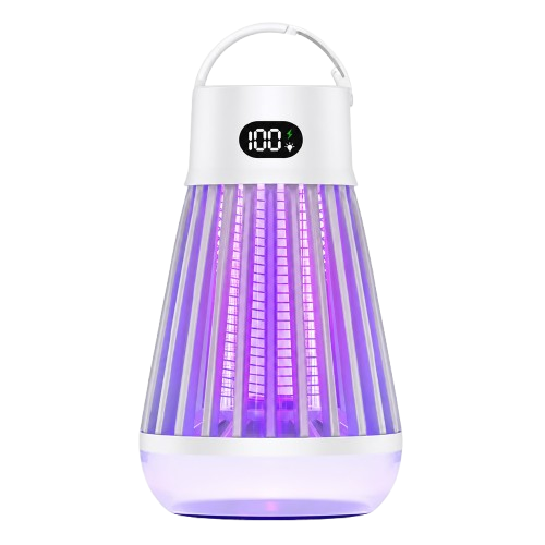 ZapShield tueur de moustiques UV portable protégeant une terrasse
